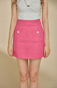 Veanne Tweed Skirt (Hot Pink)